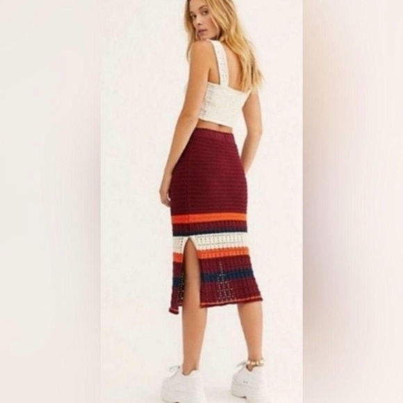 Free People Far from Here Crochet Midi Skirt - Picture 3 of 16